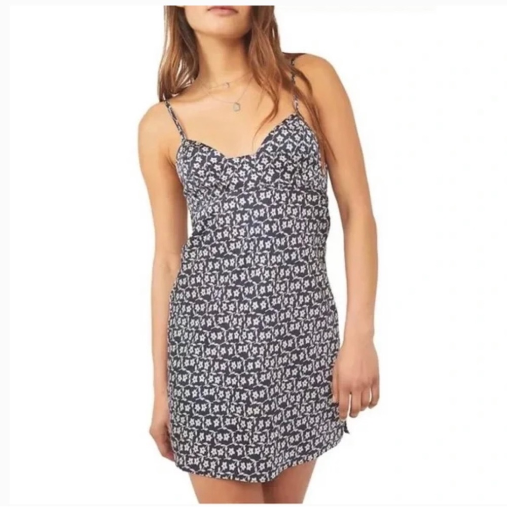 Intimately Free People On Our Radar Navy Satin Slip Mini Dress